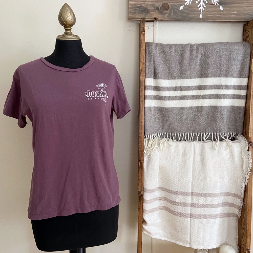 Dirtee Laundry Top Cropped Floral Logo Short Sleeve  Purple White
